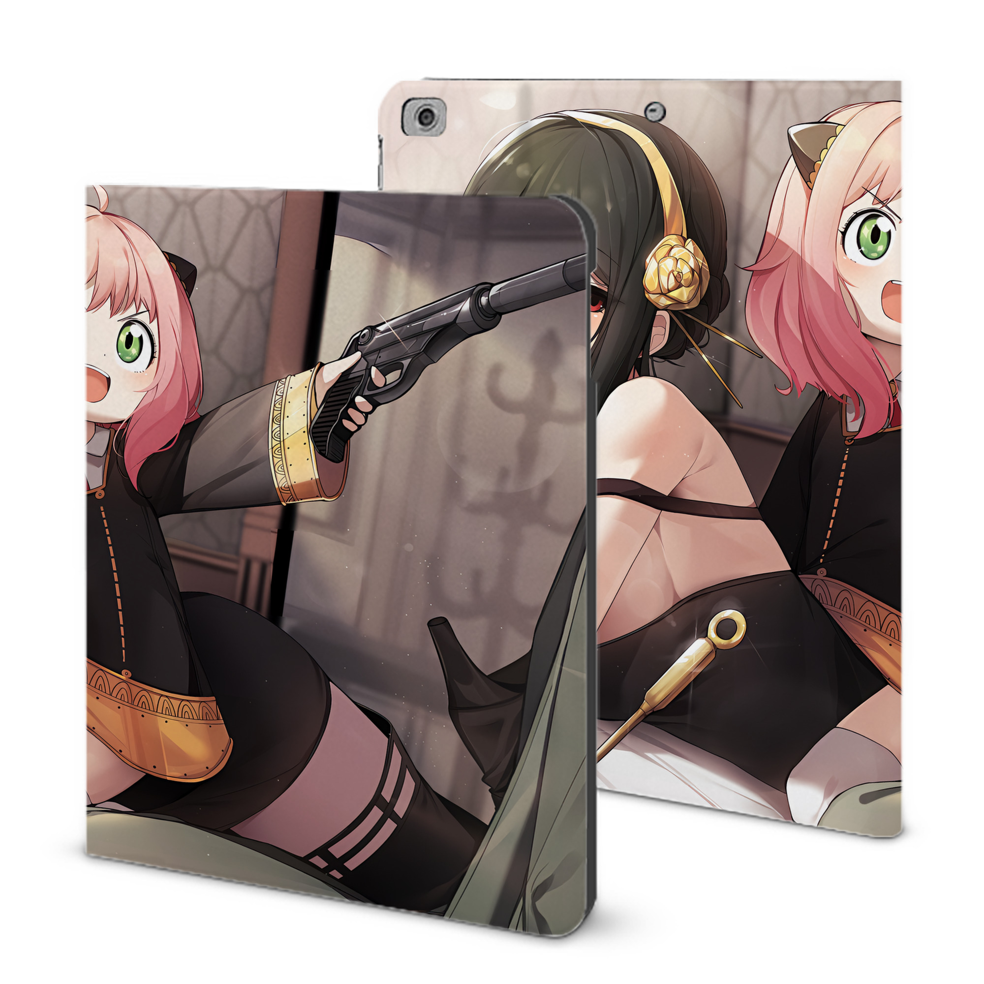 （画像用） SPY×FAMILY间谍家家酒 IPad ケース ブック型 PUレザー TPU 耐衝撃 軽量 薄型 ペン収納なし 全面保護 IPad 各モデル対応